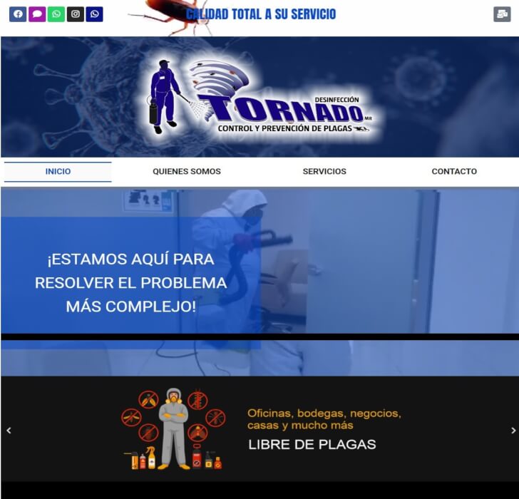 Sitio web de Fumigaciones Tornado en Pachuca