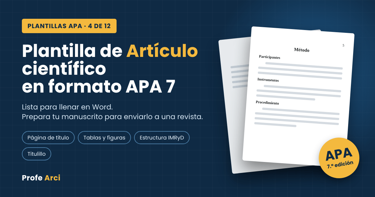 Plantilla de Artículo Científico en formato APA 7: descárgala gratis