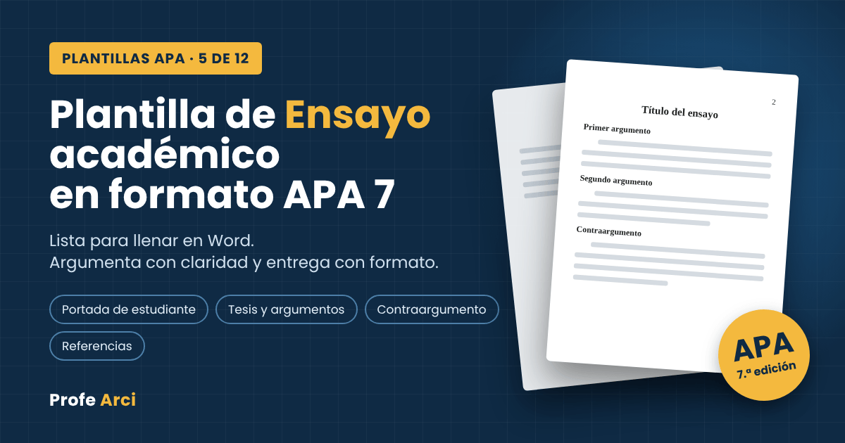 Plantilla de Ensayo Académico en formato APA 7: descárgala gratis