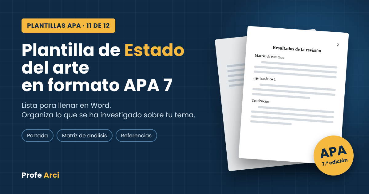 Plantilla de Estado del Arte en formato APA 7: descárgala gratis