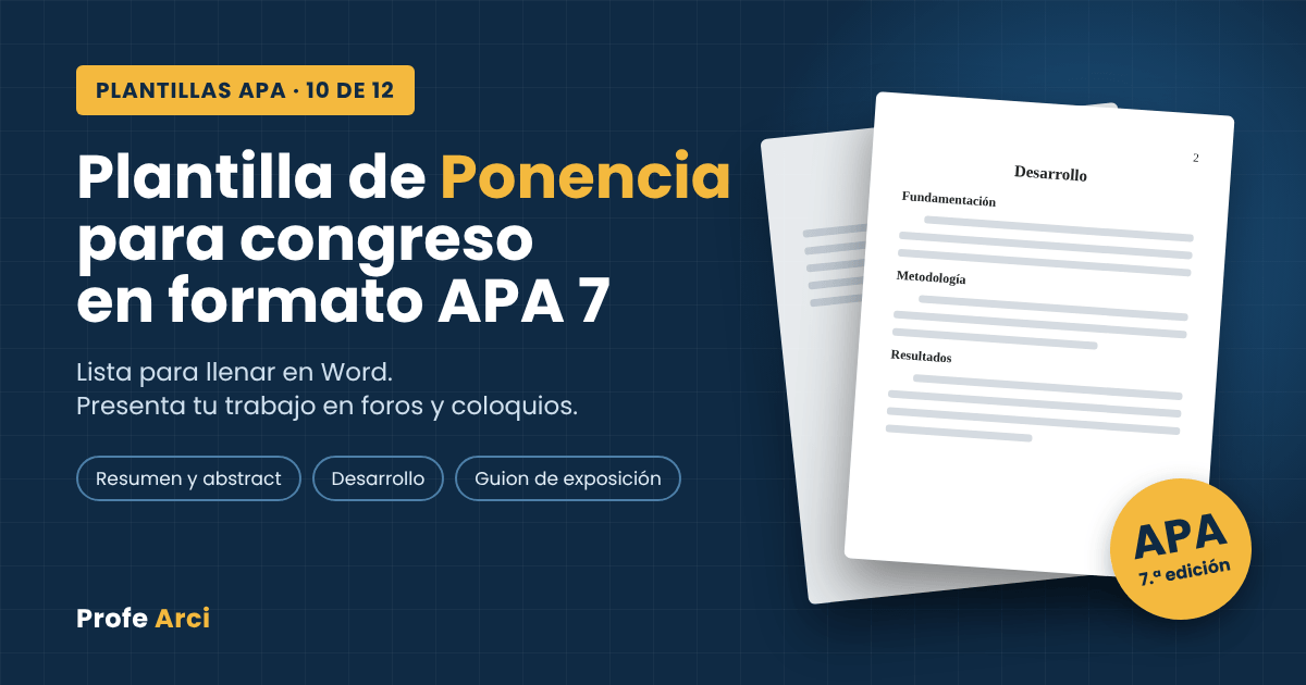 Plantilla de Ponencia para Congreso en formato APA 7: descárgala gratis