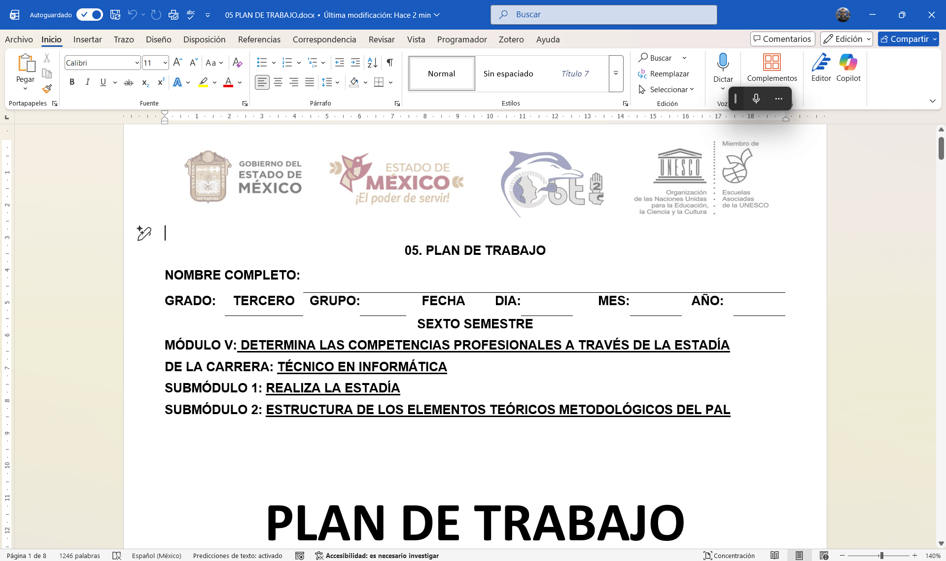 05 PLAN DE TRABAJO – MODULO 5