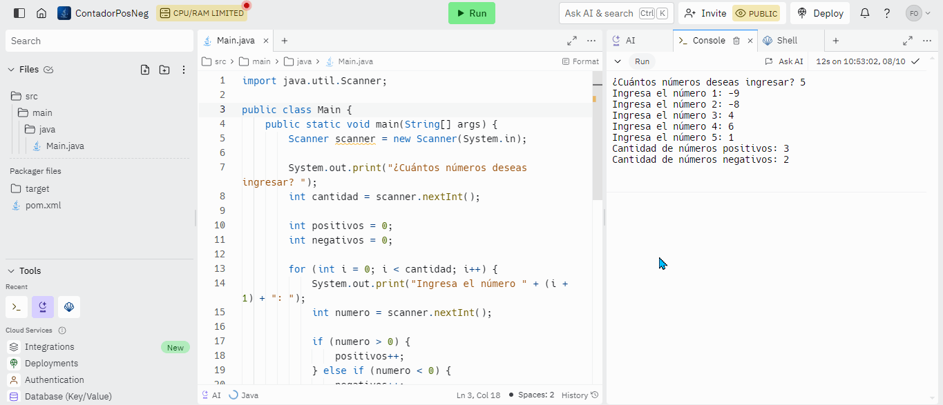 Cómo crear un programa en java que solicite la cantidad de números a teclear y determine cuántos son positivos y cuántos negativos