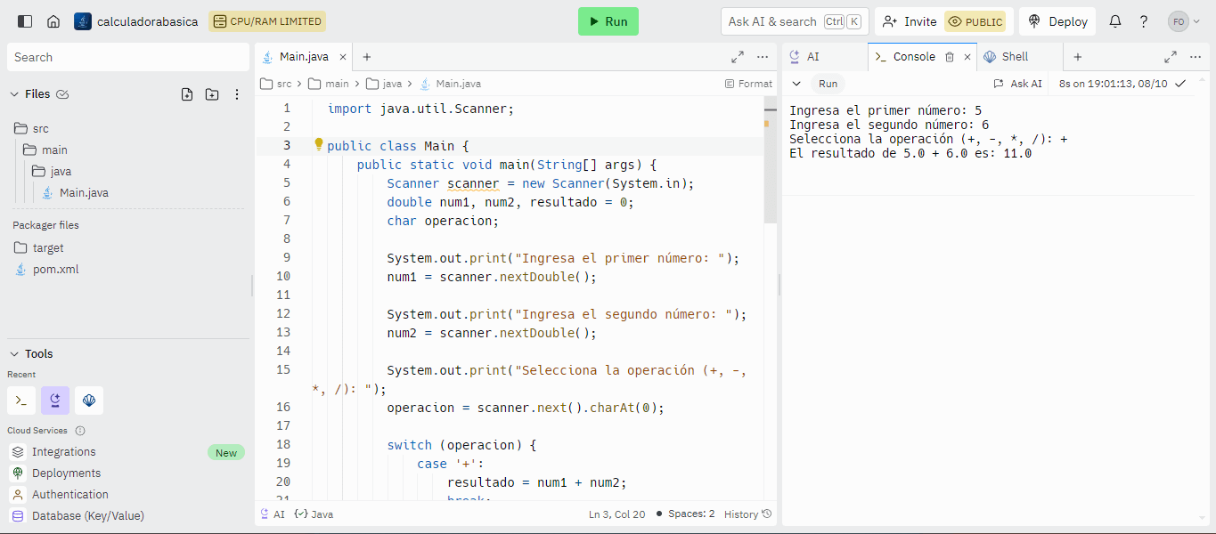 Cómo crear un programa en java para una calculadora básica