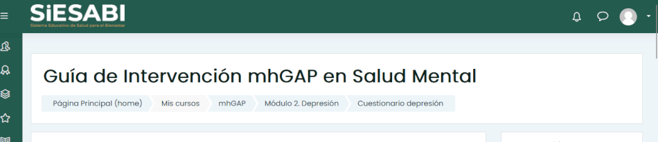 Guía de Intervención mhGAP en Salud Mental – Cuestionario depresión