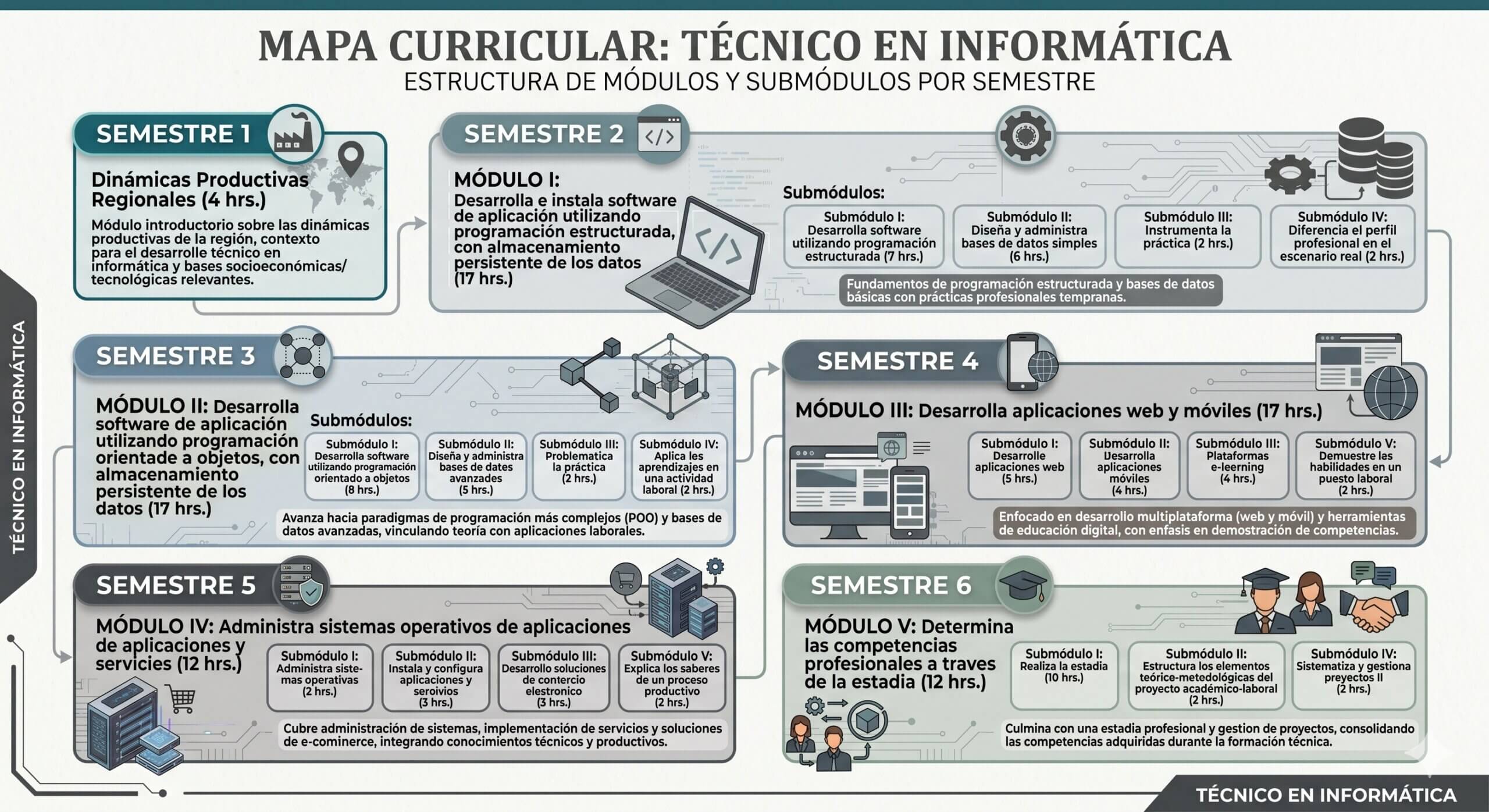 Mapa Curricular de la Carrera Técnico en Informática Bachillerato Tecnológico