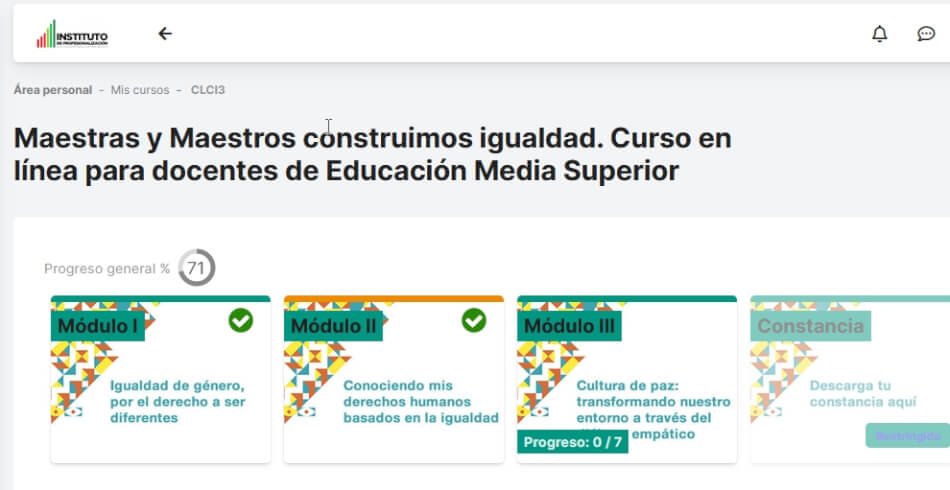 Modulo 2 – Maestras y Maestros construimos igualdad. Curso en línea para docentes de Educación Media Superior